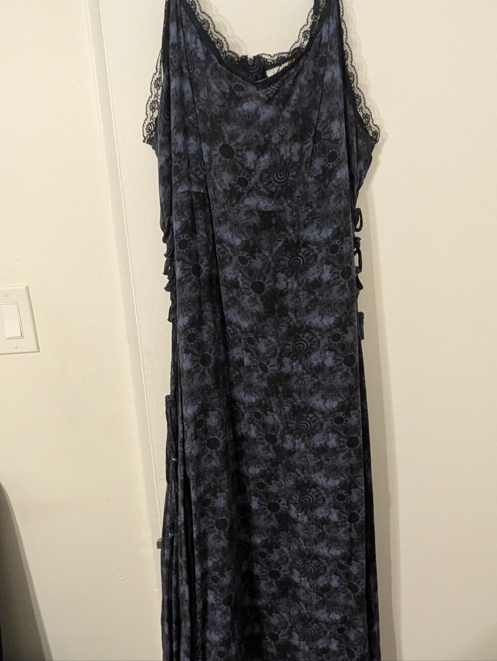 Daisy Navy and Black Lace-Trim Maxi Dress